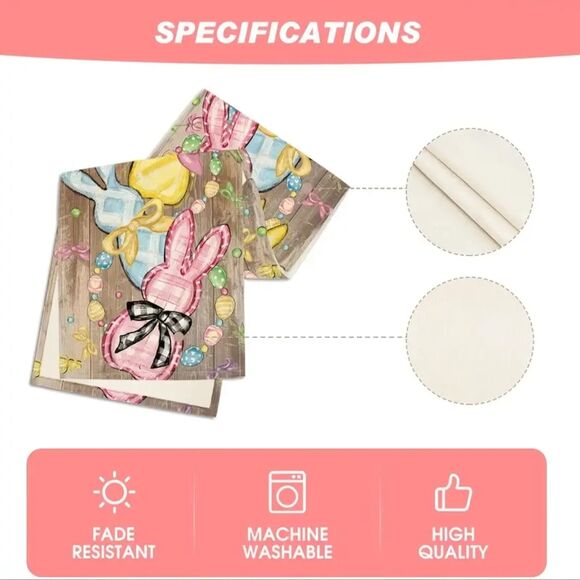 Festive Easter Decor Colorful Kitchen Easter Bunny & Egg Table Runner 13"x72" - Picture 2 of 3